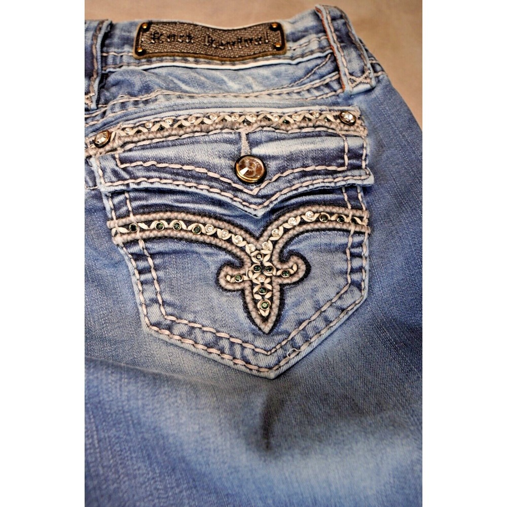 Rock Revival Jeans Victoria Easy Boot Womens 28 (30x28) Embroidered Distressed